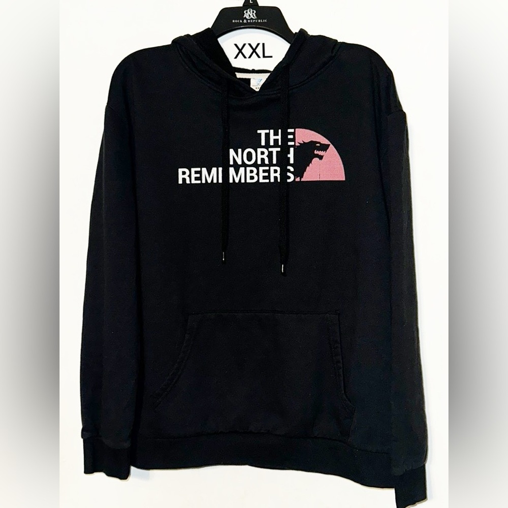 Vagary & Vasy "The North Remembers" Black Hoodie EUC XXL Unisex